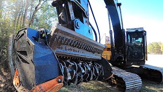 INCREDIBLE 30 TON MULCHER FEARS NO TREE TMC CANCELA EXCAVATOR MULCHER IN ACTION [upl. by Holle827]