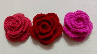 crochetflowerpatterntutorialhowtocrochetrose flowereasyrose🌹 [upl. by Brian]