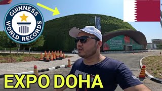 Qatarexpo Expo Doha building sets Guinness World Record largest green roof QatarExpo2023 expo2023 [upl. by Nalda]