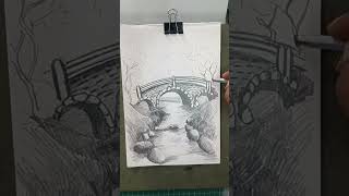 Pencil shading  landscape drawing  bridge drawing shading shading pencildrawing art artwork [upl. by Ttenrag808]