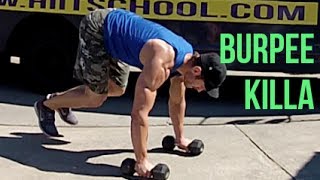 Burpee Workout  Total Body Routine With Dumbbells [upl. by Aronaele]