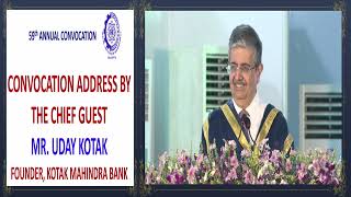 Mr Uday Kotak Founder Kotak Mahindra Bank  Chief Guest 59th Annual Convocation 2024 [upl. by Barren]