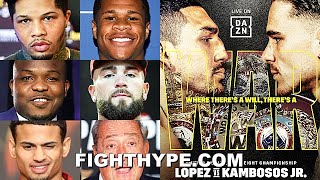 FIGHTERS amp EXPERTS PREDICT TEOFIMO LOPEZ VS GEORGE KAMBOSOS DAVIS HANEY BRADLEY PLANT amp MORE [upl. by Mccallum34]