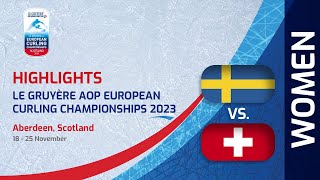 Sweden v Switzerland  Highlights  Le Gruyère AOP European Curling Championships 2023 [upl. by Kinghorn577]