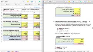 Taguchi Loss Function Using Excel [upl. by Washko]