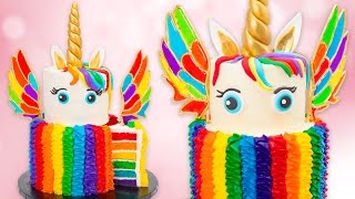 How to Make a Rainbow Unicorn Cake w Isomalt Wings Recipe [upl. by Nylidnarb]