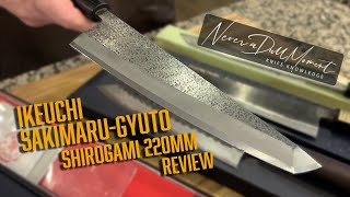 Ikeuchi SakimaruGyuto Shirogami 220mm Knife Review The knife is exclusive through Sharp Edge Knife [upl. by Eissac]