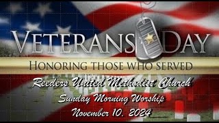 Reeders UMC Worship Service November 10 2024 [upl. by Relyat560]