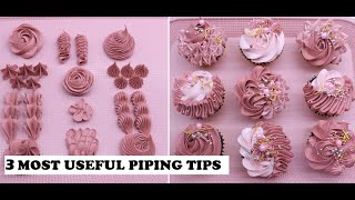 3 MOST USEFUL PIPING TIPS  NOZZLES FOR BEGINNERS  HOW TO MAKE OLD ROSE CUPCAKES [upl. by Zehe]