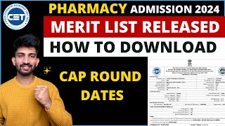 B Pharmacy Provisional Merit List Released 2024  Pharmacy Cap Round Dates 2024 [upl. by Sonitnatsnok]