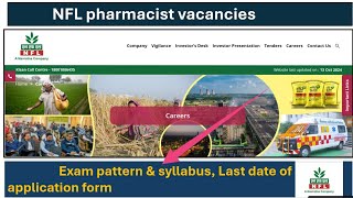 National fertilizer limited jobs  pharmacist NFL jobs  NFL pharmacist exam syllabus or pattern [upl. by Senecal]