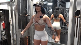 Fitness Model Amie Harris Trains Chest amp Triceps at Zone Gym [upl. by Fiorenze]