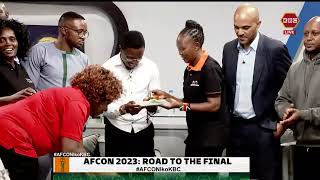 Cake cutting ceremony at KBC as we await for AFCON 2023 finals between Nigeria and Cote DIvoire [upl. by Notsag]