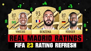 FIFA 23  REAL MADRID PLAYER RATINGS IN FIFA 23 😱🔥 ft Benzema Vinicius JR Rudiger [upl. by Myrwyn]