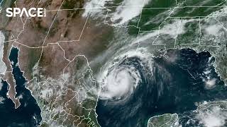 Hurricane Beryl makes landfall in Texas in timelapse from space [upl. by Celia]