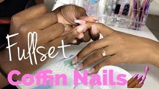 Acrylic Nails Full set Coffin Nail Tutorial [upl. by Alonzo]