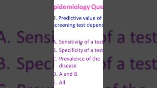 Epidemiology Exam MCQs on screening test predictive value shortvideo shorts shortsfeed [upl. by Scrivenor49]