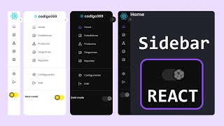 Sidebar en ⚛️REACT  Tema clarooscuro  CODIGO FUENTE [upl. by Aloibaf]