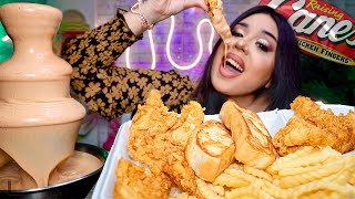 RAISING CANES SAUCE FOUNTAIN 😍 Fried Chicken TendersCrinkle Cut FriesToast Box Combo MUKBANG ASMR [upl. by Wallie]