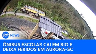 Motorista embriagado causa acidente com ônibus escolar em Aurora Santa Catarina sbtnews [upl. by Wey725]