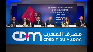 Crédit du Maroc  123 million d’actions mises en vente par Holmarcom [upl. by Euqinehs]