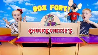 We Built a Chuck E Cheese Cardboard Box Fort in our House [upl. by Nimajnab]