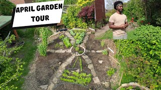 11 April Garden Tour  Veggies Flower Patches and Trees [upl. by Finny]