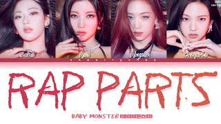 UPDATED BABYMONSTER  ALL RAP PARTS  Color Coded Lyrics [upl. by Hsetih]