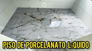 Passo a passo do piso de porcelanato líquido na cozinha 😍 [upl. by Ahtnammas]