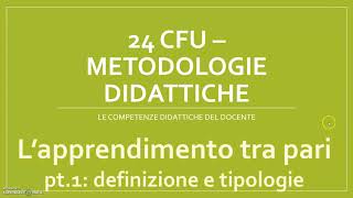 24 CFU  METODOLOGIE DIDATTICHE LAPPRENDIMENTO TRA PARI  introduzione [upl. by Aleakam]