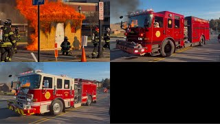 Radnor Engine 15 and Squad 15 Responding to a mockup Shed Fire [upl. by Rutra930]