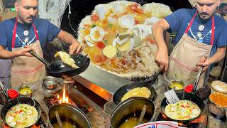 BEST OMELETTE MAKING  Karachi Street Food Perfect Omelet Cooking Double Anda Bhurji Ghotala Recipe [upl. by Ynnoj]