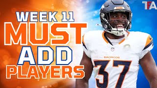 Week 11 MUST ADD Waiver Wire Pickups  Fantasy Football Advice [upl. by Dickman285]