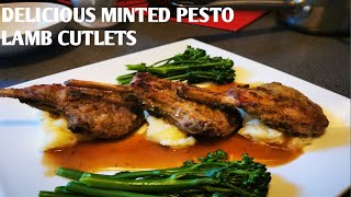 MINTED PESTO LAMB CUTLETS amp MASH POTATO amp TENDER STEAM BROCCOLI [upl. by Anivid]