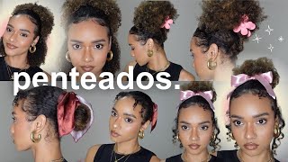 ideias de penteados fáceis para cabelo crespo e cacheado [upl. by Epilihp]