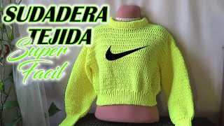 Sudadera Tejida a CROCHET SUPER FACIL [upl. by Erdnoed]