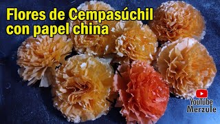 Como hacer flores de cempasúchil con papel china [upl. by Kristian933]