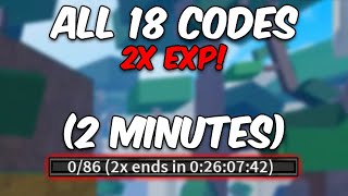 All 18 2x  Double EXP CODES  In 2 Minutes  Blox Fruits [upl. by Madai529]