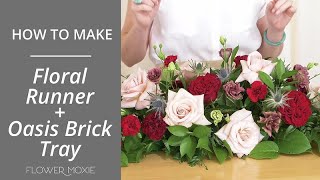 How To Make a Floral Runner Centerpiece with an Oasis Tray  Flower Moxie  DIY Wedding Flowers [upl. by Ahsinahs]