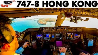 Boeing 7478 Hong Kong Cockpit Flight  Silkway West [upl. by Cattima]