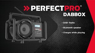 PerfectPro DABBOX JOBSITE RADIO DAB FM BLUETOOTH RECHARGEABLE [upl. by Eanal]