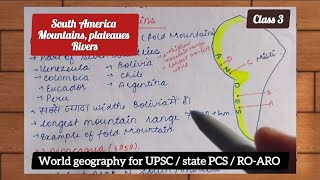 WORLD GEOGRAPHY South America Mountains  plateaues and rivers of South America  part 3 [upl. by Rudyard781]