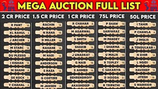 IPL 2025 MEGA AUCTION ALL 574 SHORTLISTED PLAYERS LIST [upl. by Suedaht]