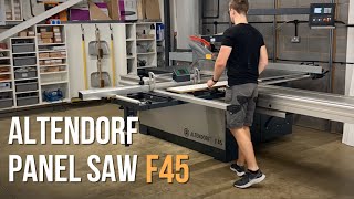 Workshop panel saw Altendorf F45 Setup walkthrough features performance  2021 [upl. by Ennayllek]