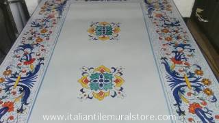 Handpainted Lava Stone Table Italian Tile Mural Store [upl. by Cohligan]