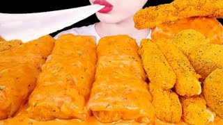 Mellawnie ASMR creamy carbo noodles fried cheese Mukbang bites only [upl. by Genia]