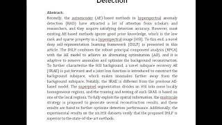 Deep Self Representation Learning Framework for Hyperspectral Anomaly Detection [upl. by Thierry512]