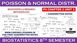 Poisson Distribution  Normal Distribution  Probability Ch2 U 2  Biostatistics 8th Sem Carewell P [upl. by Kirad]