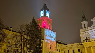 Iluminacja świetlna na wieży trynitarskiej Lublin 11112024 [upl. by Freddie]