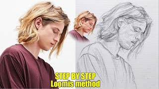 THIS REALLY WORKS How to draw the portrait using Loomis method  One pencil drawing [upl. by Jesselyn560]